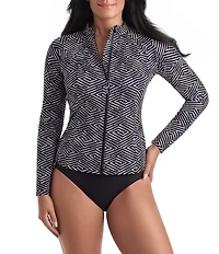 Shape Solver Sport Sunshirt Mock Neck Long Sleeve Zip Front Rashguard