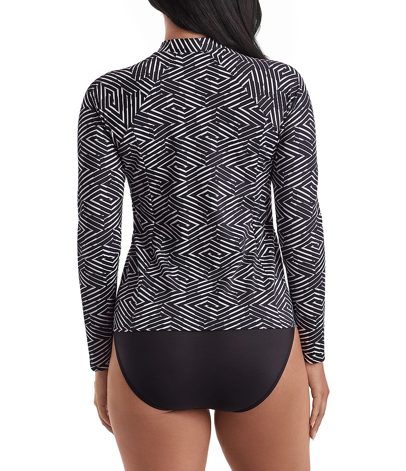 Shape Solver Sport Sunshirt Mock Neck Long Sleeve Zip Front Rashguard