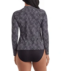 Shape Solver Sport Sunshirt Mock Neck Long Sleeve Zip Front Rashguard