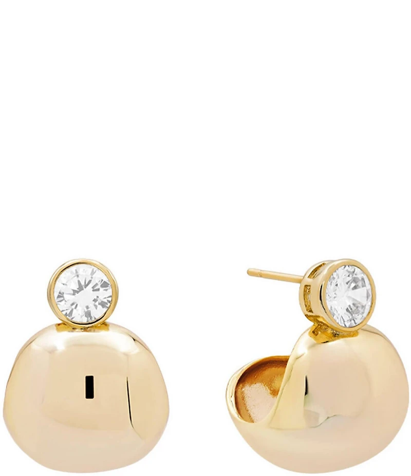 SHASHI Bezel Gold Puffy Hoop Earrings
