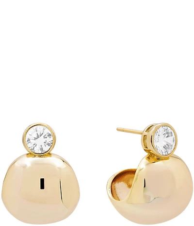 SHASHI Bezel Gold Puffy Hoop Earrings