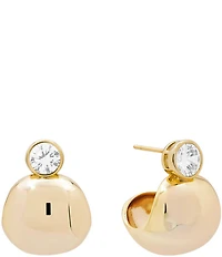 SHASHI Bezel Gold Puffy Hoop Earrings