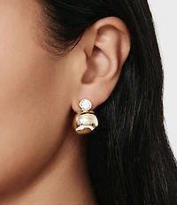 SHASHI Bezel Gold Puffy Hoop Earrings