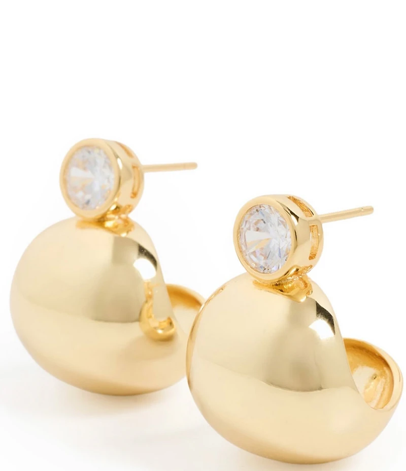 SHASHI Bezel Gold Puffy Hoop Earrings