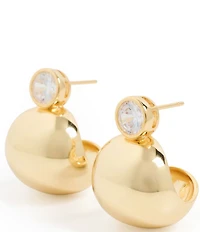 SHASHI Bezel Gold Puffy Hoop Earrings