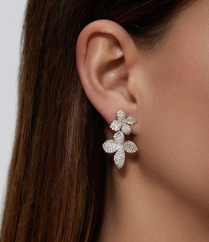 SHASHI Crystal Pave Flower Drop Earrings