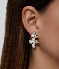 SHASHI Crystal Pave Flower Drop Earrings