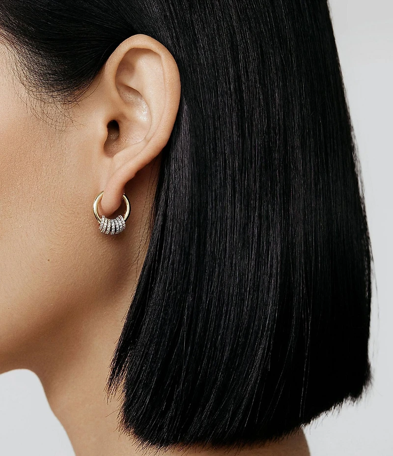 SHASHI Crystal Three Tone Gaia Pave Hoop Earrings