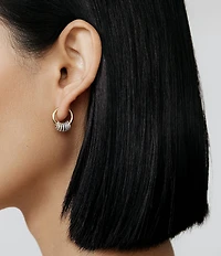 SHASHI Crystal Three Tone Gaia Pave Hoop Earrings