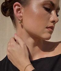 SHASHI Crystal Three Tone Gaia Pave Hoop Earrings