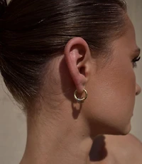 SHASHI Crystal Three Tone Gaia Pave Hoop Earrings