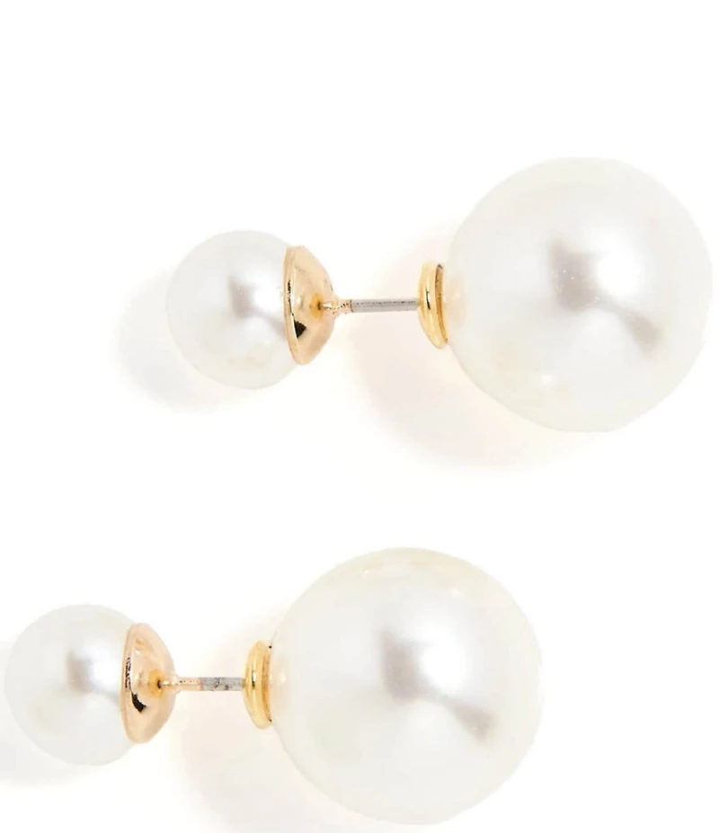 SHASHI Double Ball Pearl Stud Front Back Earrings