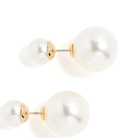 SHASHI Double Ball Pearl Stud Front Back Earrings