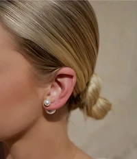 SHASHI Double Ball Pearl Stud Front Back Earrings
