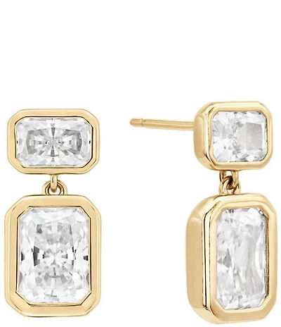 SHASHI Emerald Baguette Drop Earrings