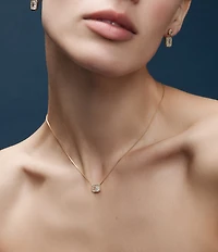 SHASHI Emerald Baguette Short Pendant Necklace