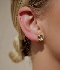 SHASHI Emerald Cut Solitaire Stud Earrings