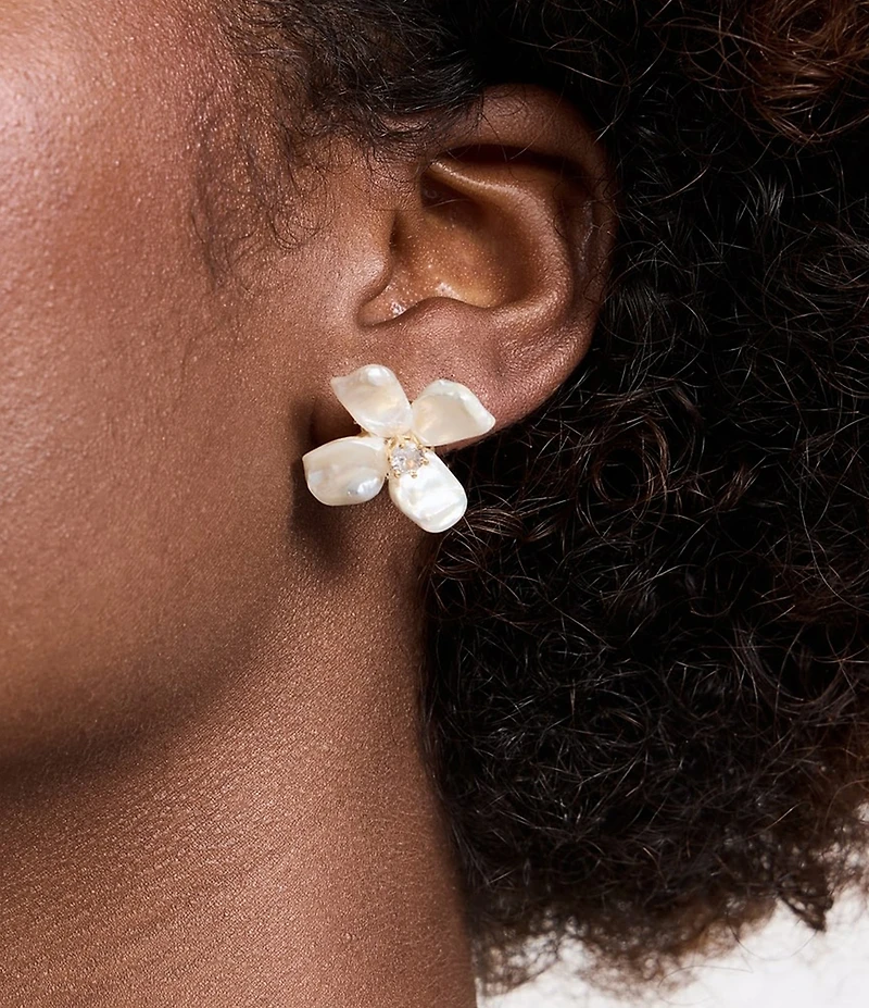 SHASHI Flower Pearl Stud Earrings