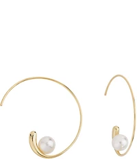 SHASHI Jemima Pearl Sculptural Hoop Threader Earrings