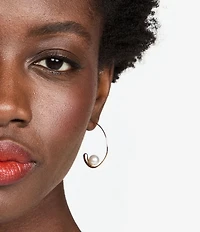 SHASHI Jemima Pearl Sculptural Hoop Threader Earrings