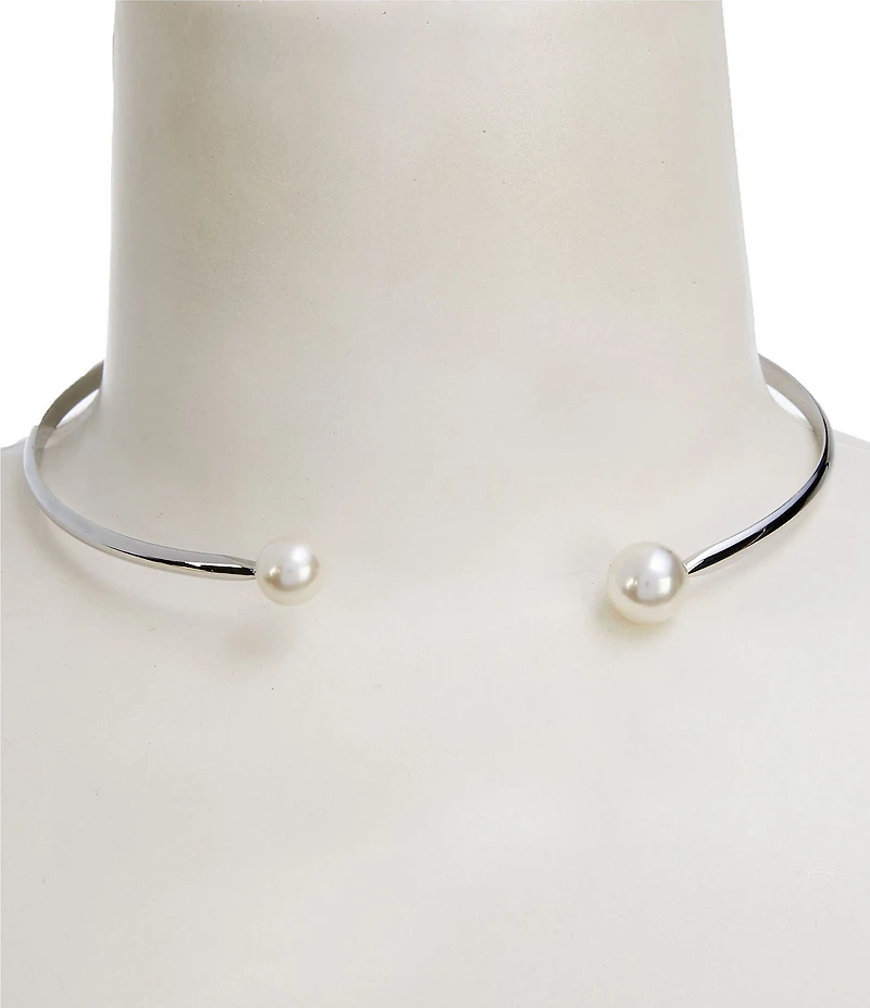 SHASHI Jemima Silver & Pearl Cuff Choker Necklace