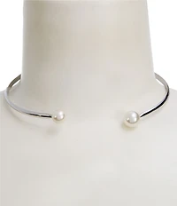 SHASHI Jemima Silver & Pearl Cuff Choker Necklace