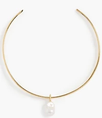 SHASHI Jones Freshwater Pearl Pendant Omega Collar Necklace