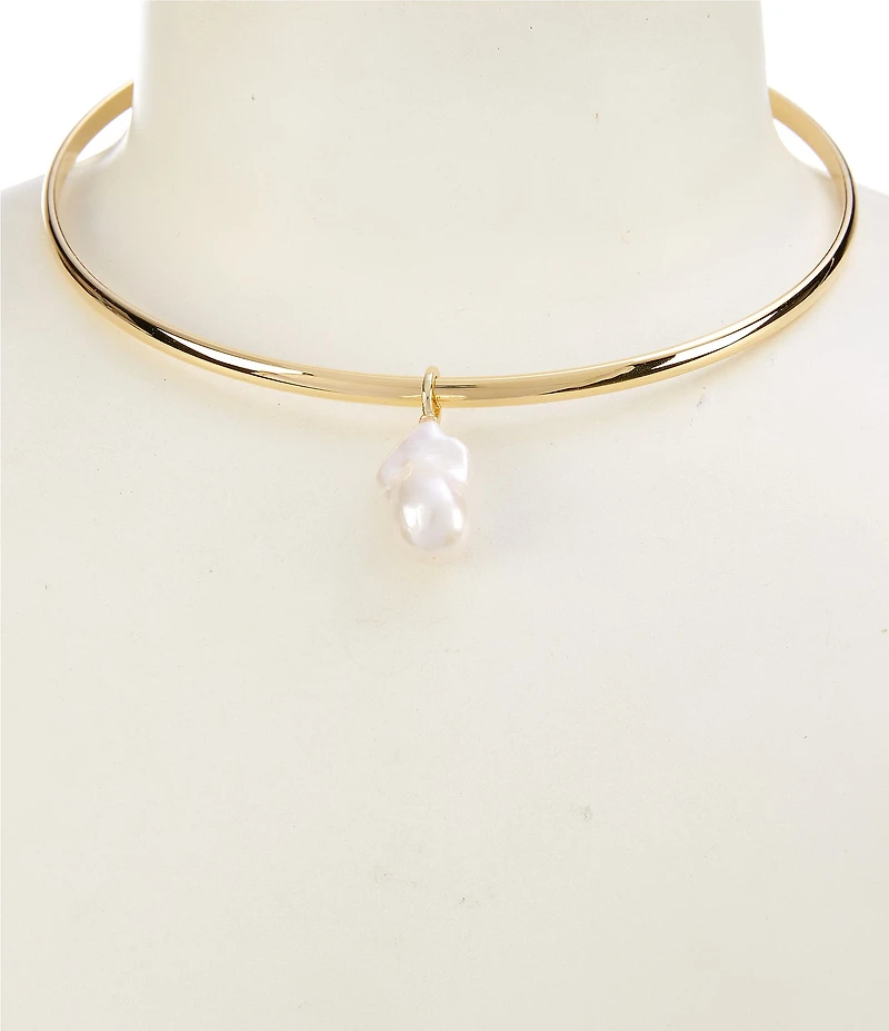 SHASHI Jones Freshwater Pearl Pendant Omega Collar Necklace