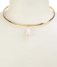 SHASHI Jones Freshwater Pearl Pendant Omega Collar Necklace