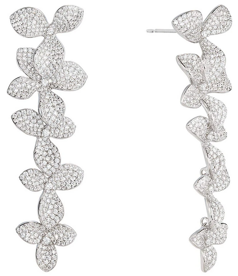 SHASHI Lilliana Floral Rhinestone Statement Linear Earrings