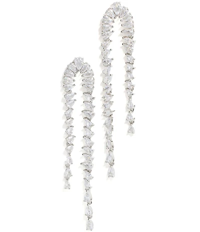 SHASHI Pear Crystal Statement Linear Earrings