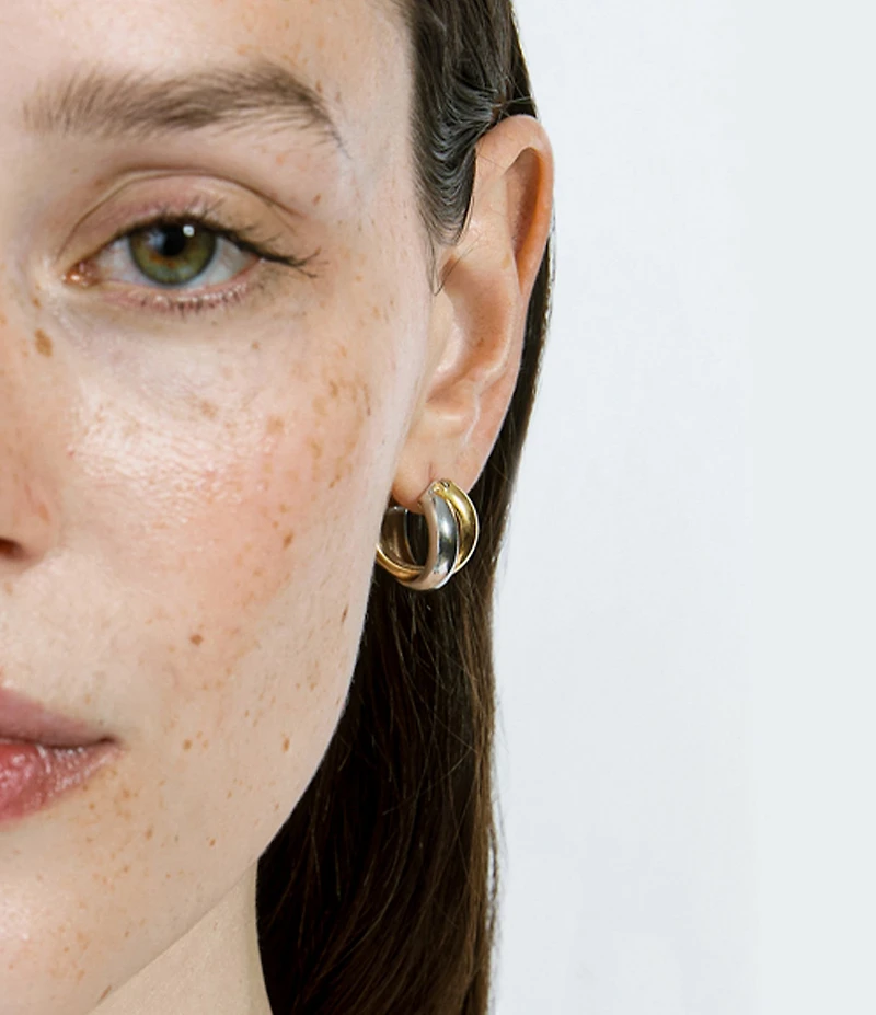 SHASHI Ross Two Tone Chunky Hoop Earrings