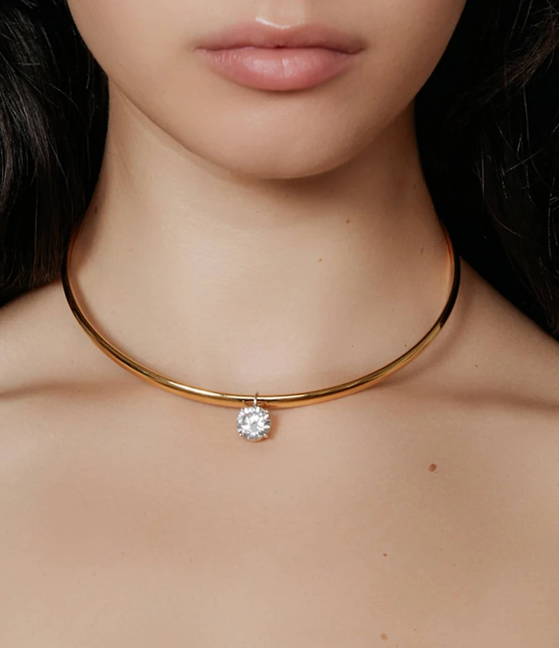SHASHI Roux CZ Pendant Omega Collar Necklace