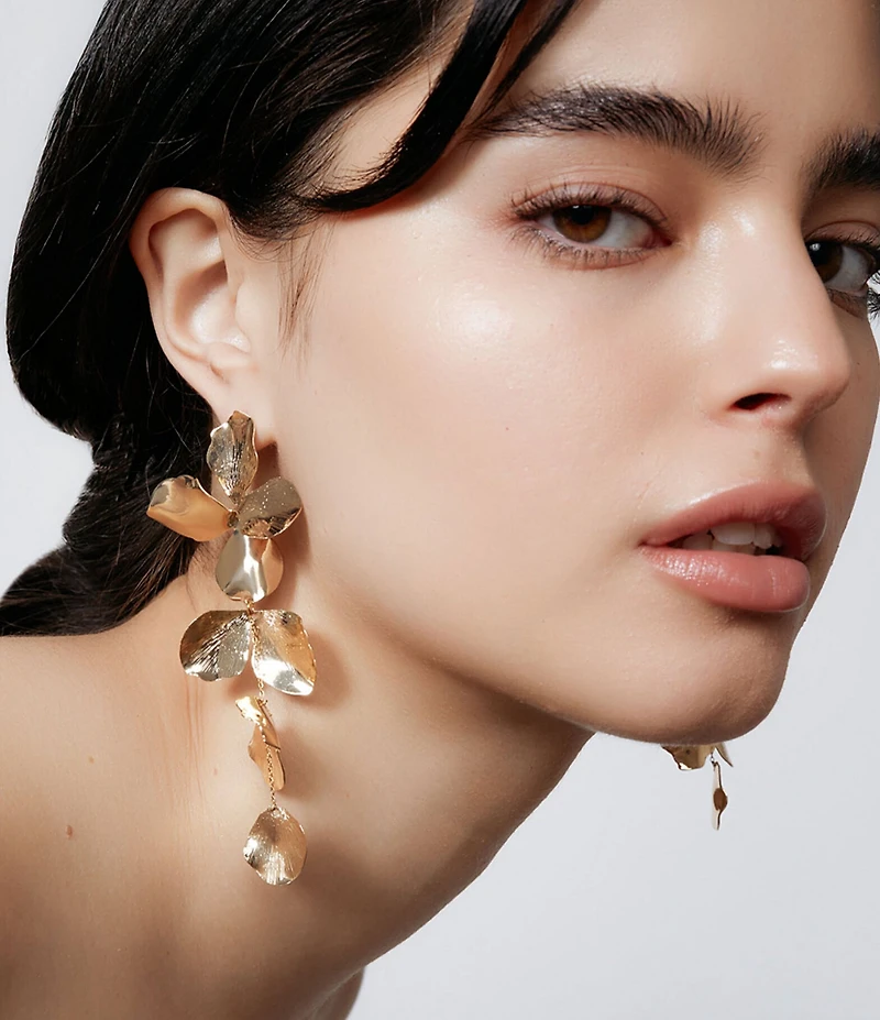 SHASHI Ruellia Floral Statement Linear Earrings