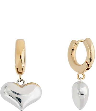 SHASHI Two Tone Puffy Heart Huggie Hoop Earrings