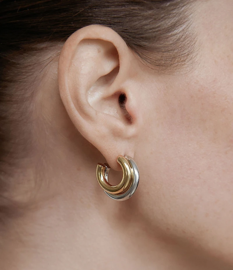 SHASHI Two Tone Hoop Earrings