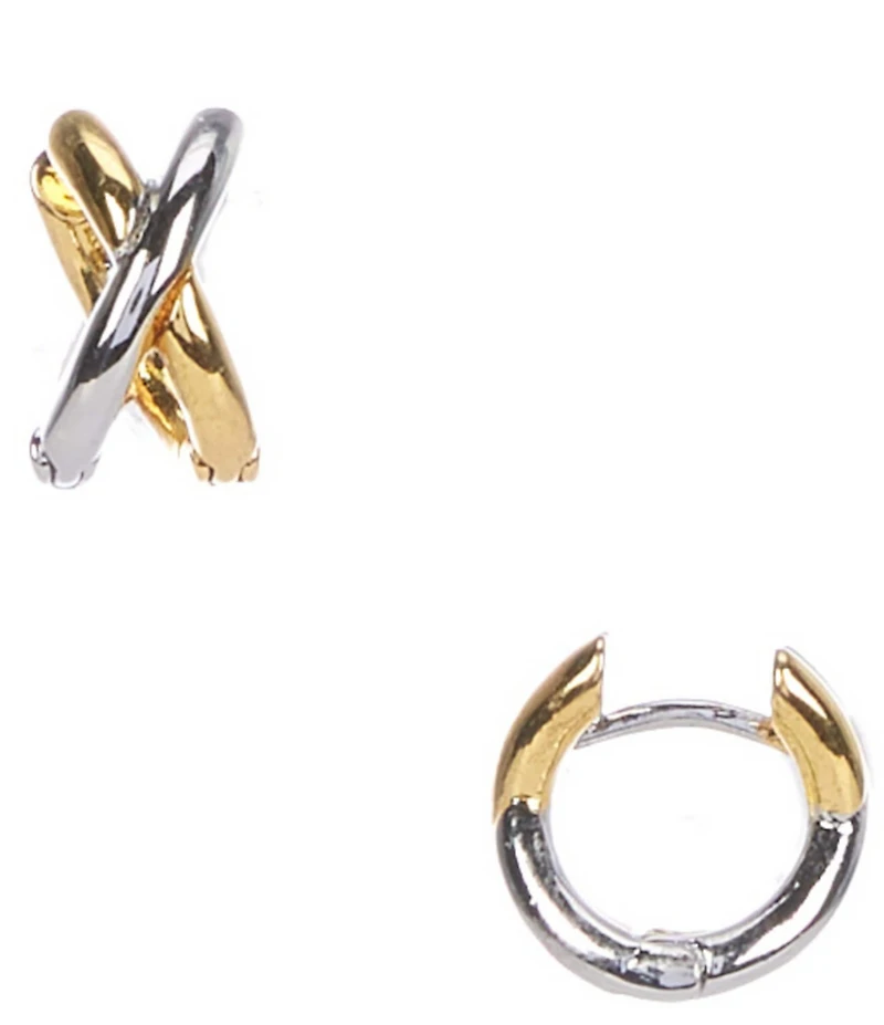 SHASHI X-Two Toned Hoop Earrings