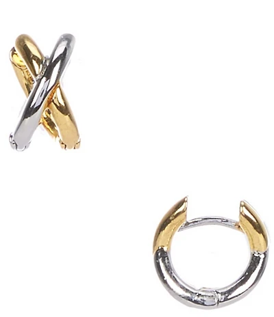SHASHI X-Two Toned Hoop Earrings