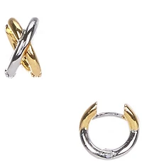 SHASHI X-Two Toned Hoop Earrings