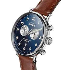 SHINOLA Men's Canfield Chronograph Brown Leather Strap Watch