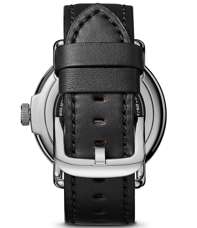 SHINOLA Men's Canfield Model C56 Quartz Analog Black Leather Strap Watch