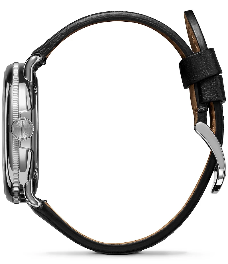 SHINOLA Men's Canfield Model C56 Quartz Analog Black Leather Strap Watch