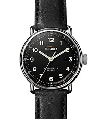 SHINOLA Men's Canfield Model C56 Quartz Analog Black Leather Strap Watch