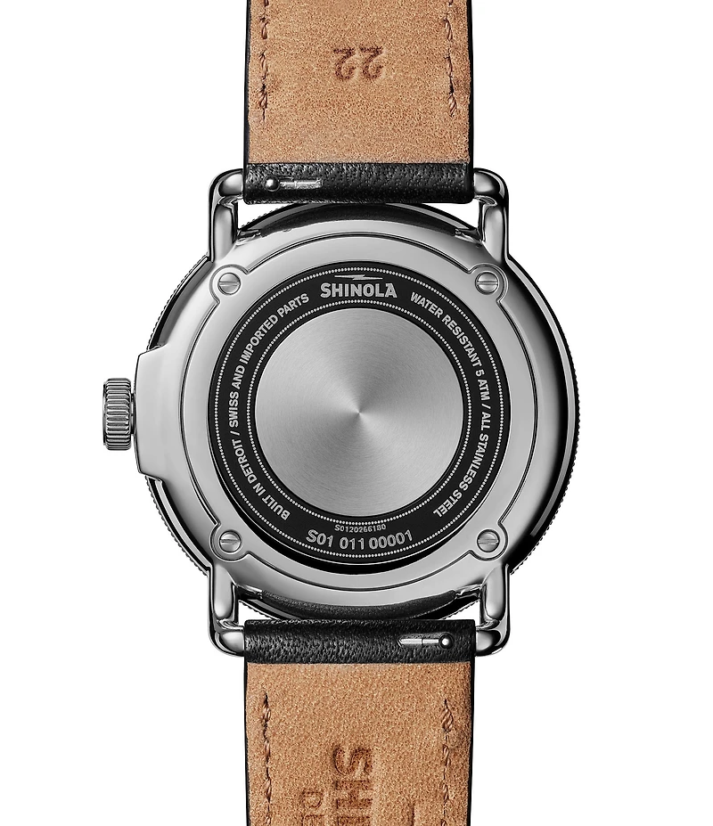 SHINOLA Men's Canfield Model C56 Quartz Analog Black Leather Strap Watch