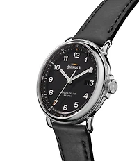 SHINOLA Men's Canfield Model C56 Quartz Analog Black Leather Strap Watch