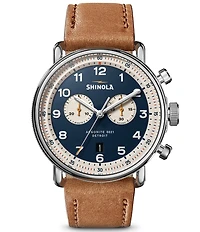 SHINOLA Men's Canfield Model C56 Quartz Chronograph Leather Strap Watch