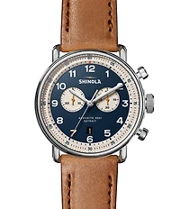 SHINOLA Men's Canfield Model C56 Quartz Chronograph Leather Strap Watch