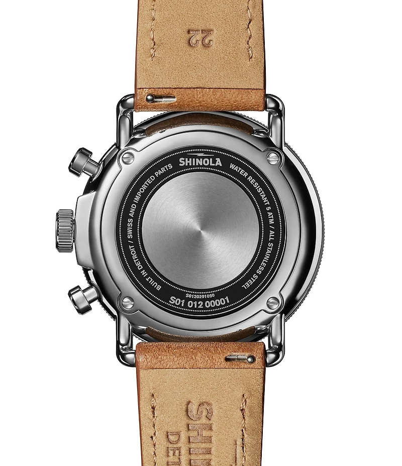 SHINOLA Men's Canfield Model C56 Quartz Chronograph Leather Strap Watch