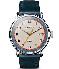 SHINOLA Men's Canfield Quartz Analog Blue Leather Strap Watch