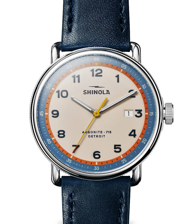 SHINOLA Men's Canfield Quartz Analog Blue Leather Strap Watch